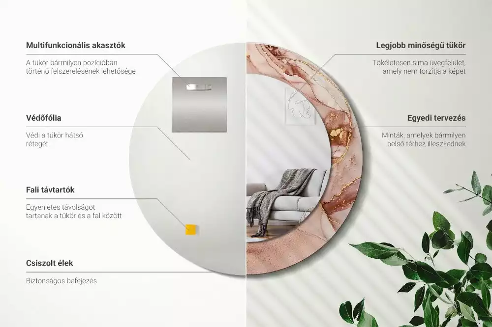 Kulaté zrcadlo s potiskem Abstraktní tekutina