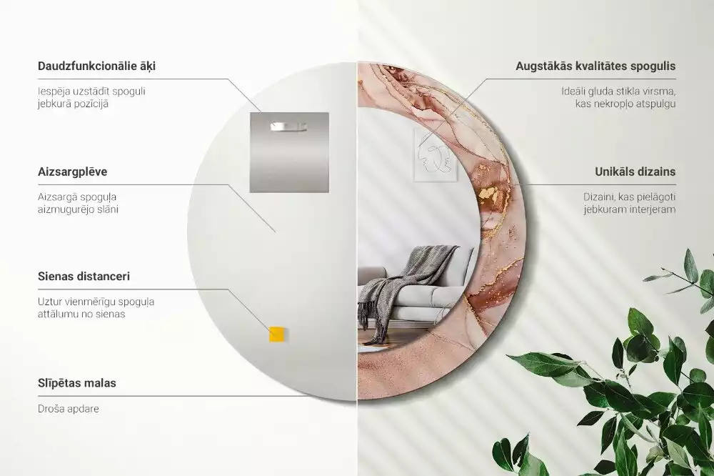 Kulaté zrcadlo s potiskem Abstraktní tekutina