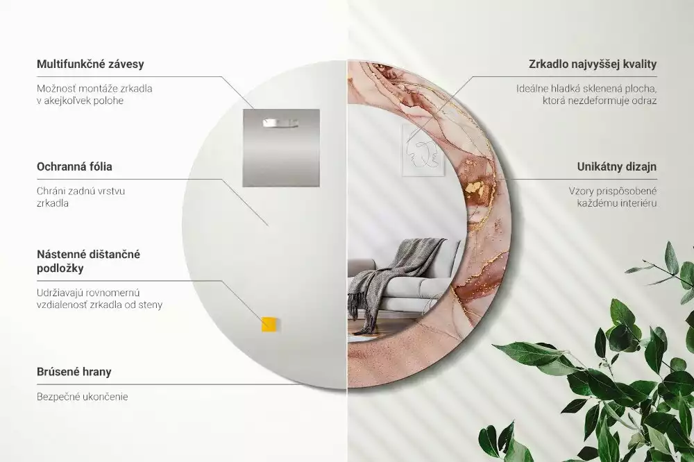 Kulaté zrcadlo s potiskem Abstraktní tekutina