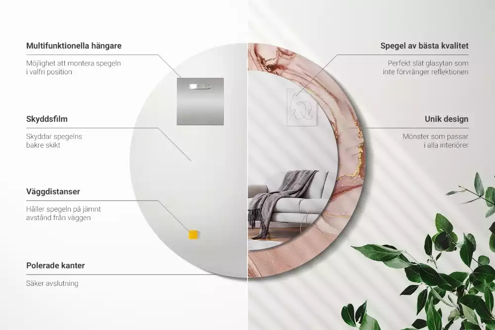 Kulaté zrcadlo s potiskem Abstraktní tekutina