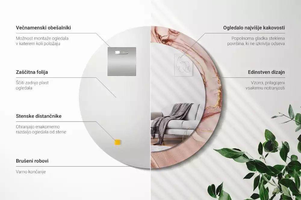 Kulaté zrcadlo s potiskem Abstraktní tekutina