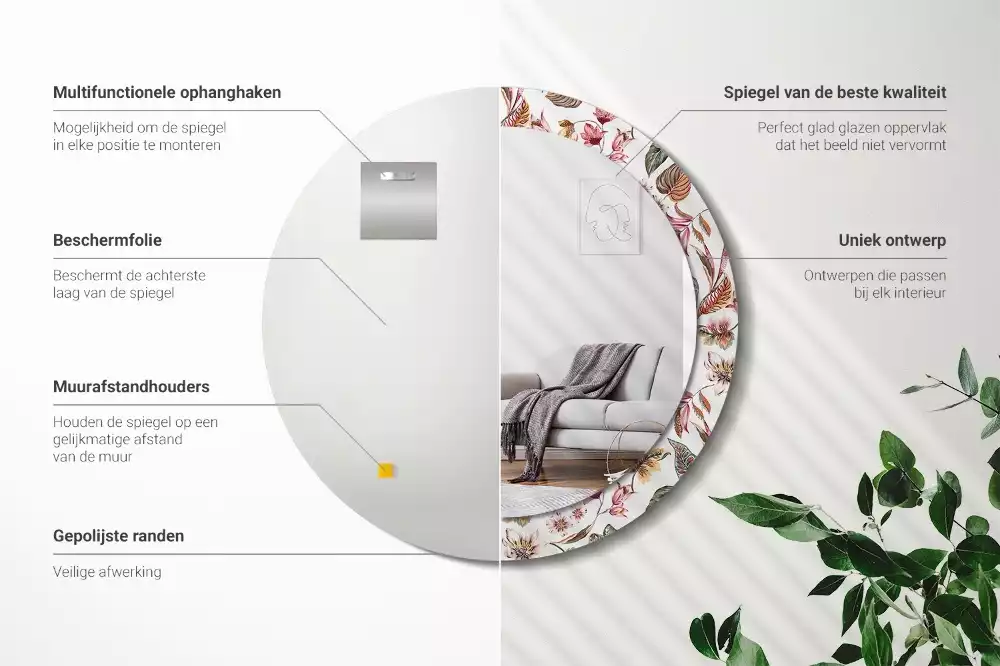 Kulaté dekorativní zrcadlo na zeď Vintage květiny