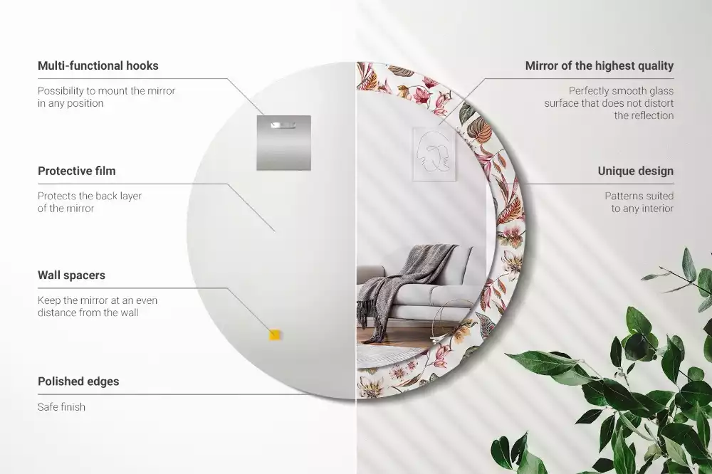 Kulaté dekorativní zrcadlo na zeď Vintage květiny