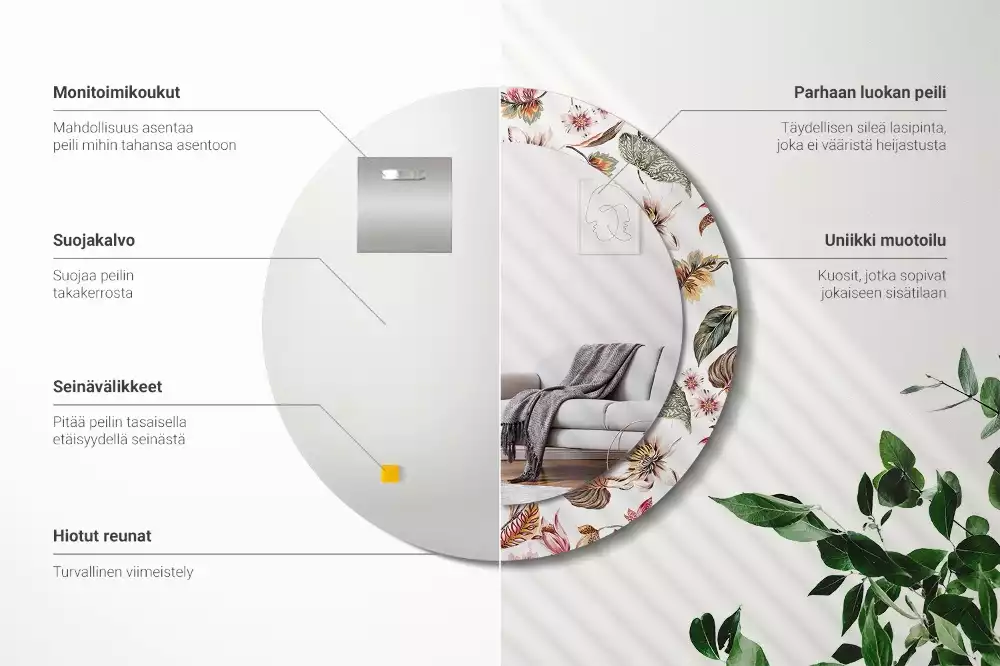 Kulaté dekorativní zrcadlo na zeď Vintage květiny