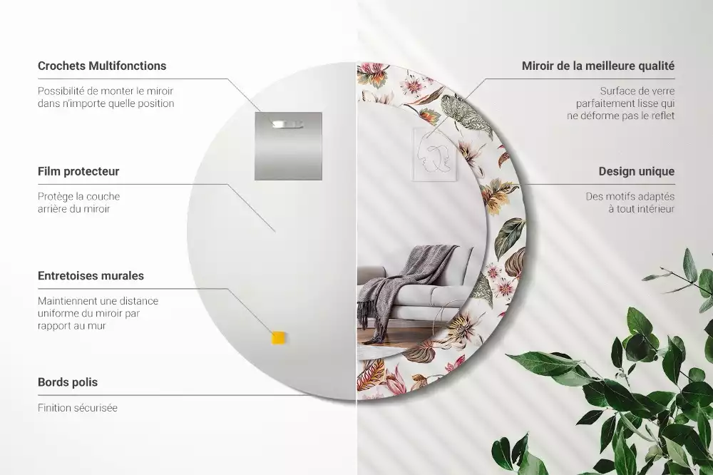 Kulaté dekorativní zrcadlo na zeď Vintage květiny