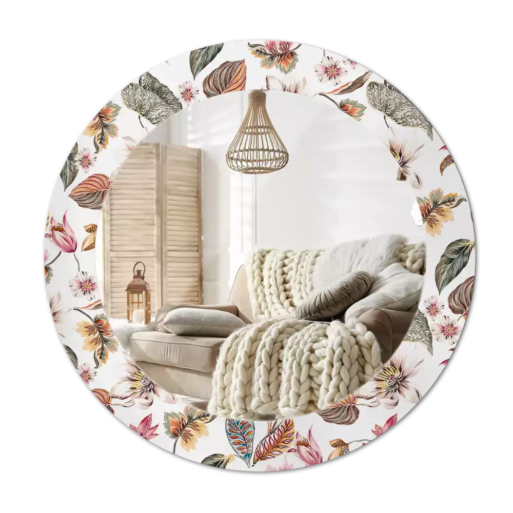 Kulaté dekorativní zrcadlo na zeď Vintage květiny