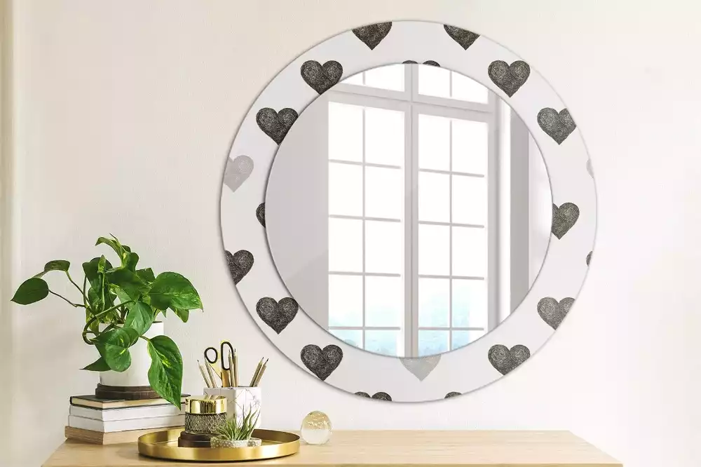 Kulaté dekorační zrcadlo na zeď Abstraktní srdce