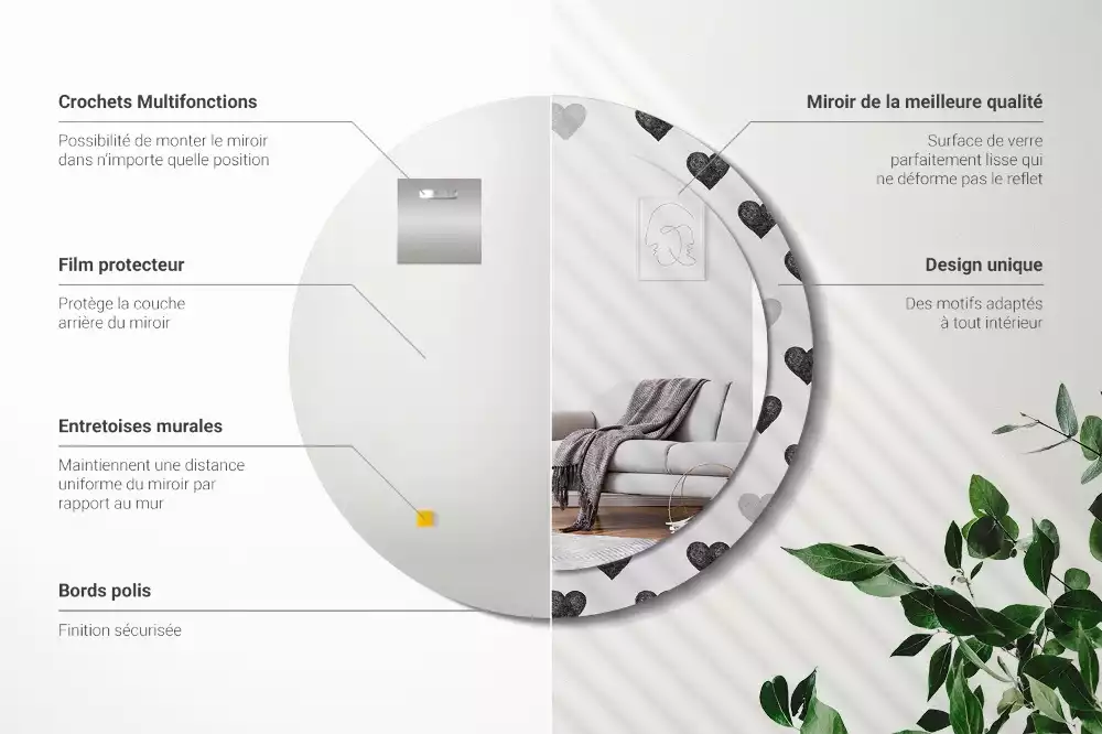 Kulaté dekorační zrcadlo na zeď Abstraktní srdce