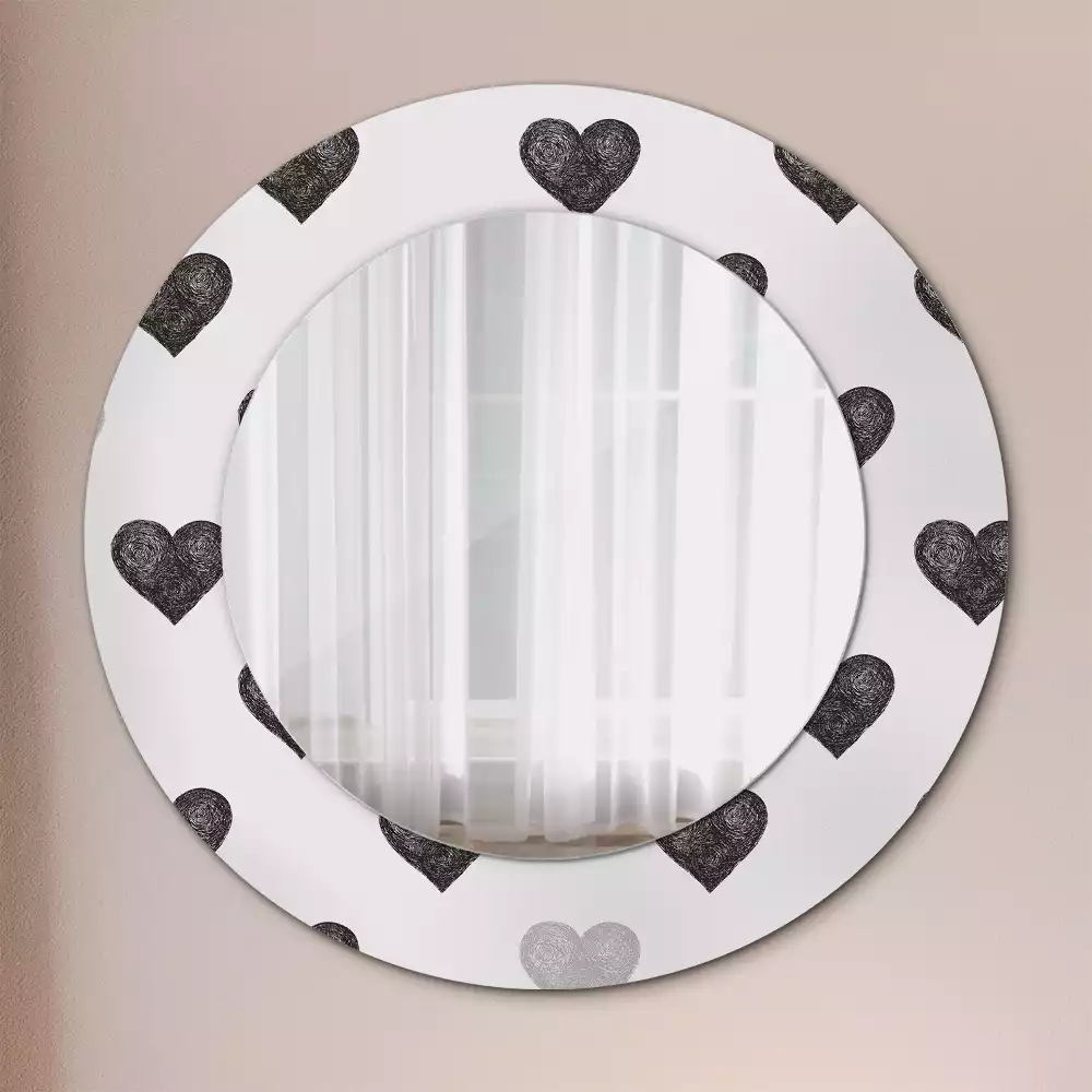Kulaté dekorační zrcadlo na zeď Abstraktní srdce