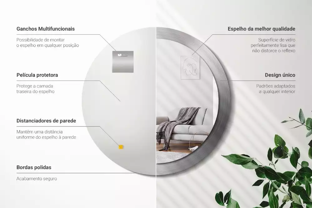 Kulaté zrcadlo s potiskem Imitace kovu