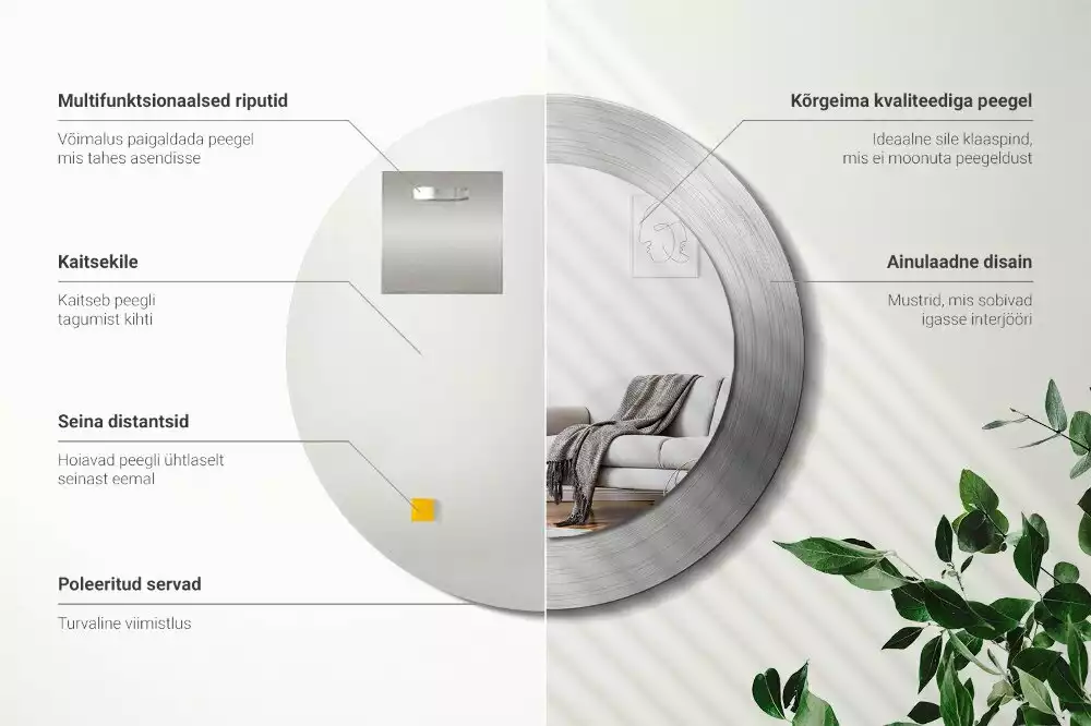 Kulaté zrcadlo s potiskem Imitace kovu