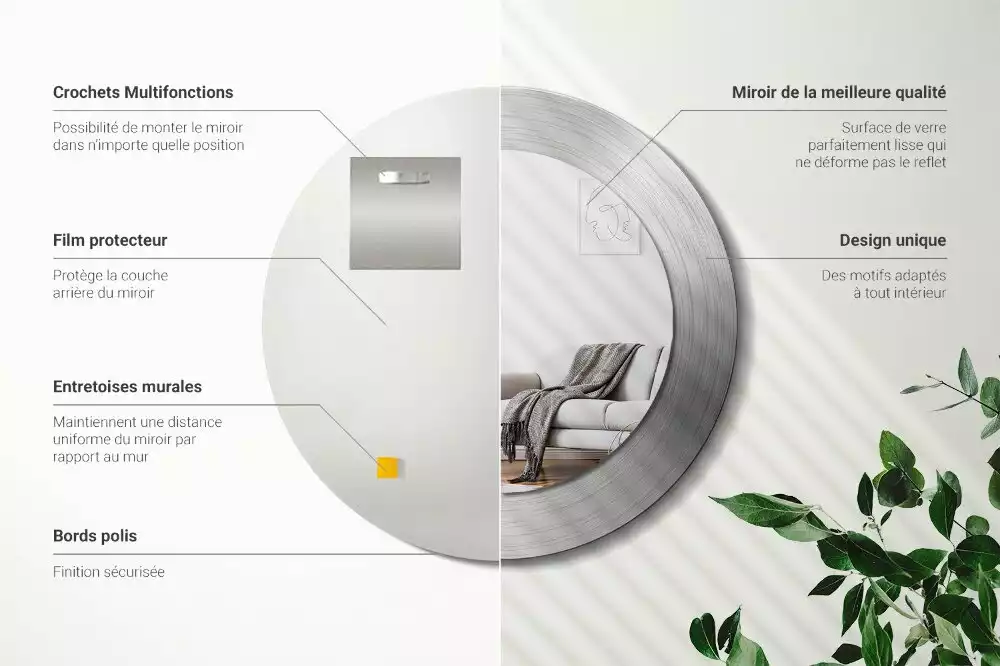 Kulaté zrcadlo s potiskem Imitace kovu