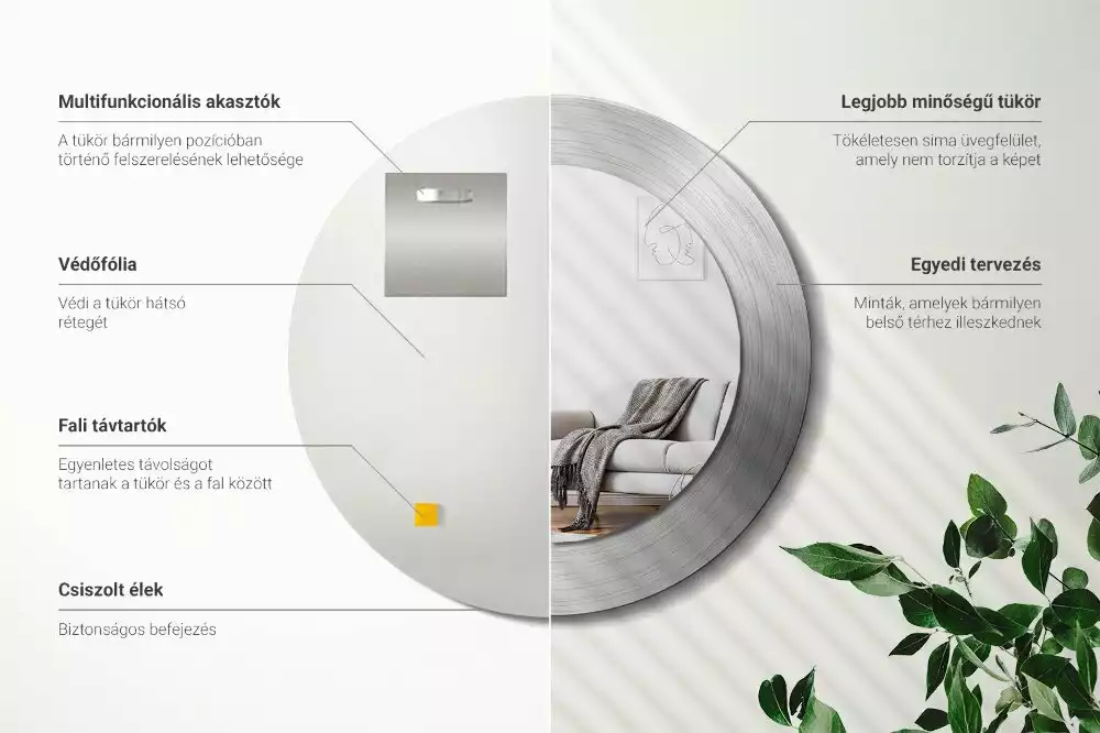 Kulaté zrcadlo s potiskem Imitace kovu