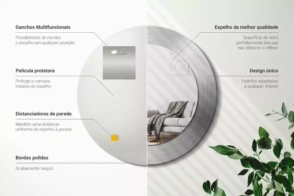 Kulaté zrcadlo s potiskem Imitace kovu