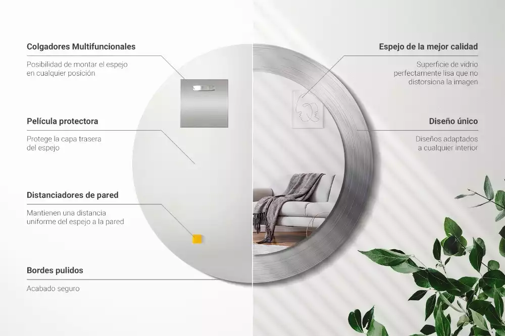 Kulaté zrcadlo s potiskem Imitace kovu