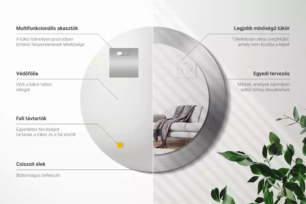 Kulaté zrcadlo s potiskem Imitace kovu