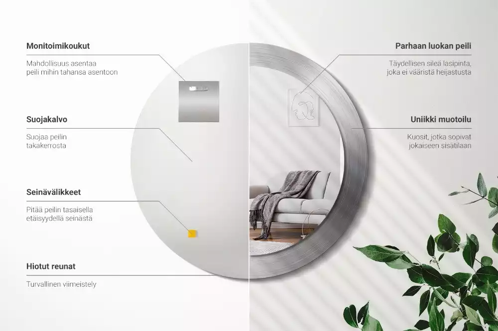 Kulaté zrcadlo s potiskem Imitace kovu