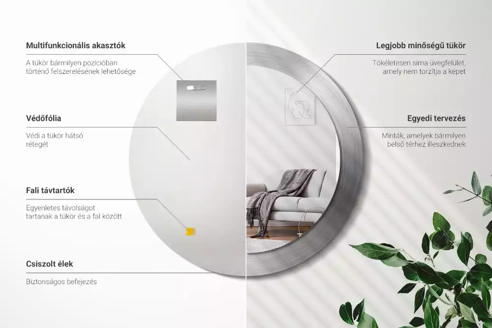 Kulaté zrcadlo s potiskem Imitace kovu