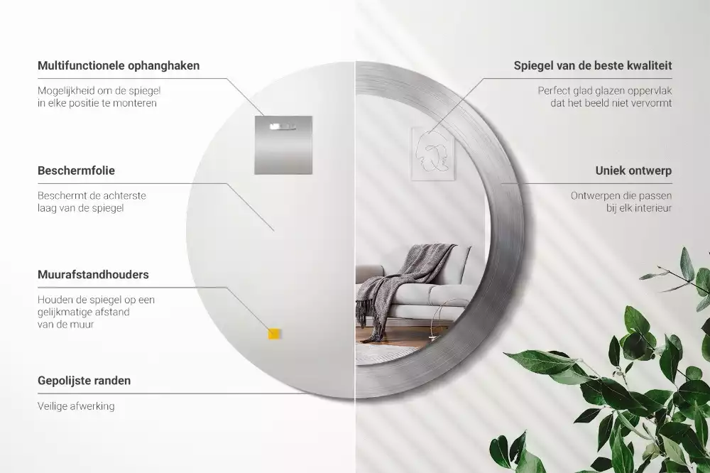 Kulaté zrcadlo s potiskem Imitace kovu