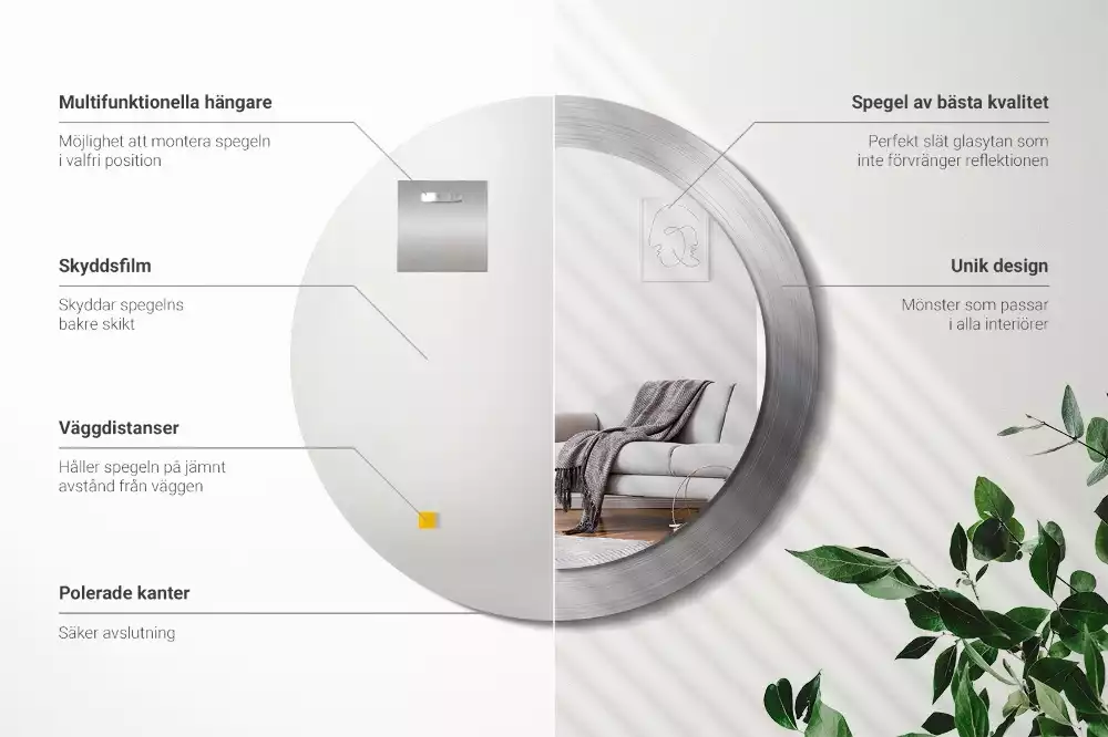 Kulaté zrcadlo s potiskem Imitace kovu