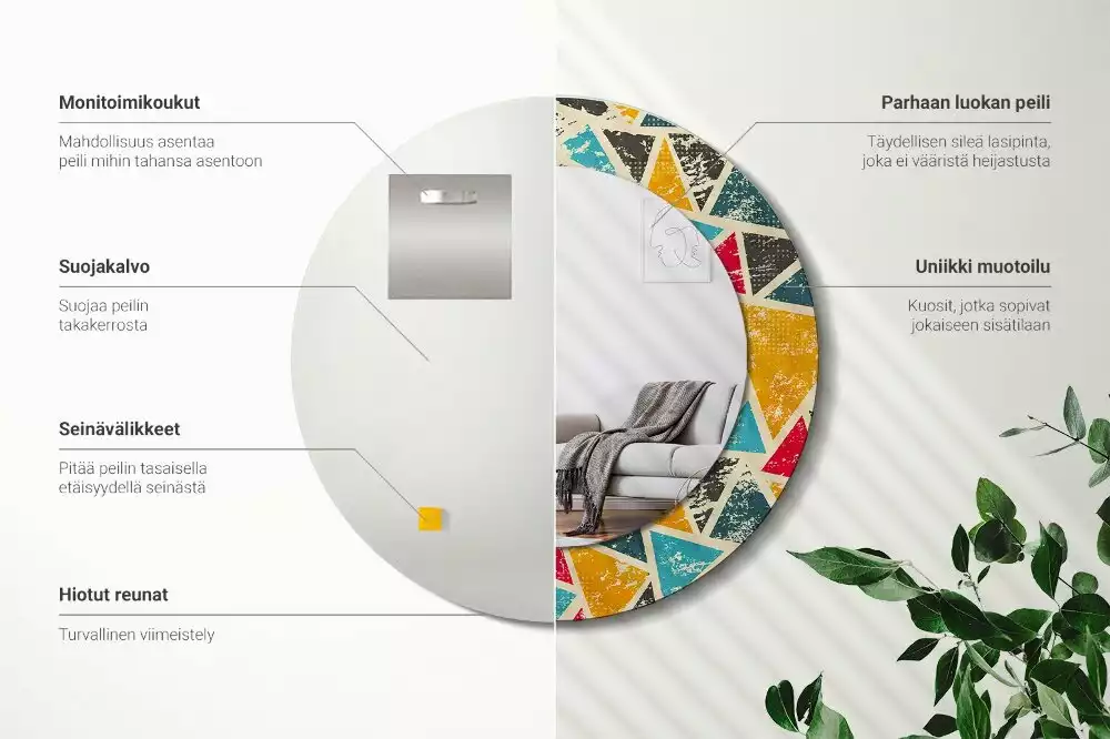 Kulaté zrcadlo s potiskem Retro kompozice