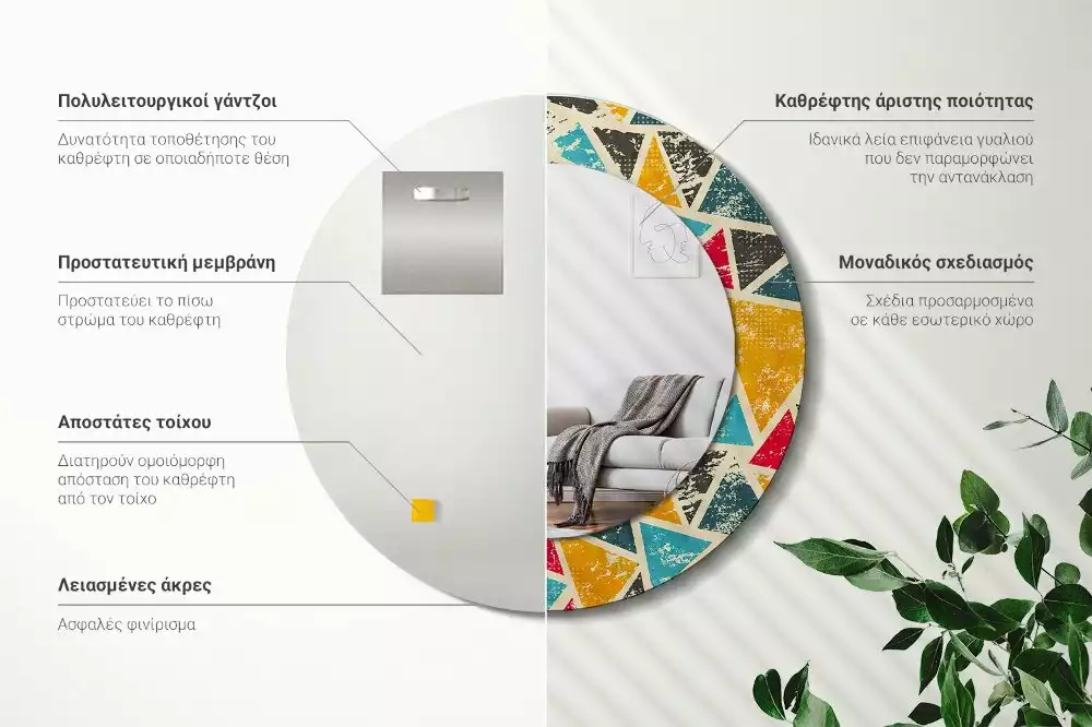 Kulaté zrcadlo s potiskem Retro kompozice