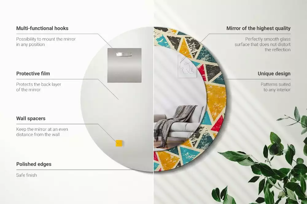 Kulaté zrcadlo s potiskem Retro kompozice