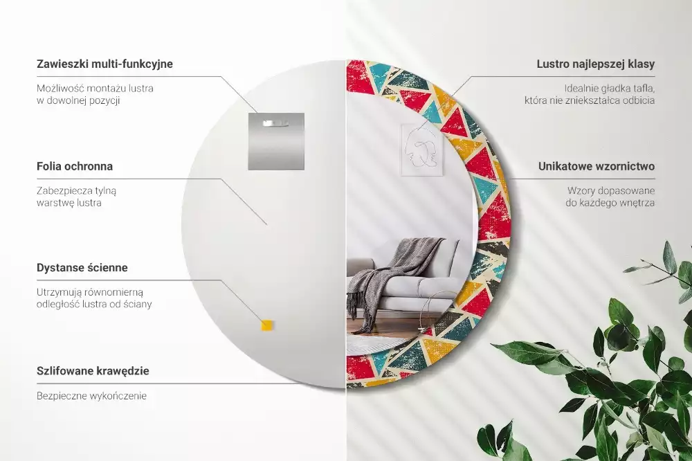 Kulaté zrcadlo s potiskem Retro kompozice