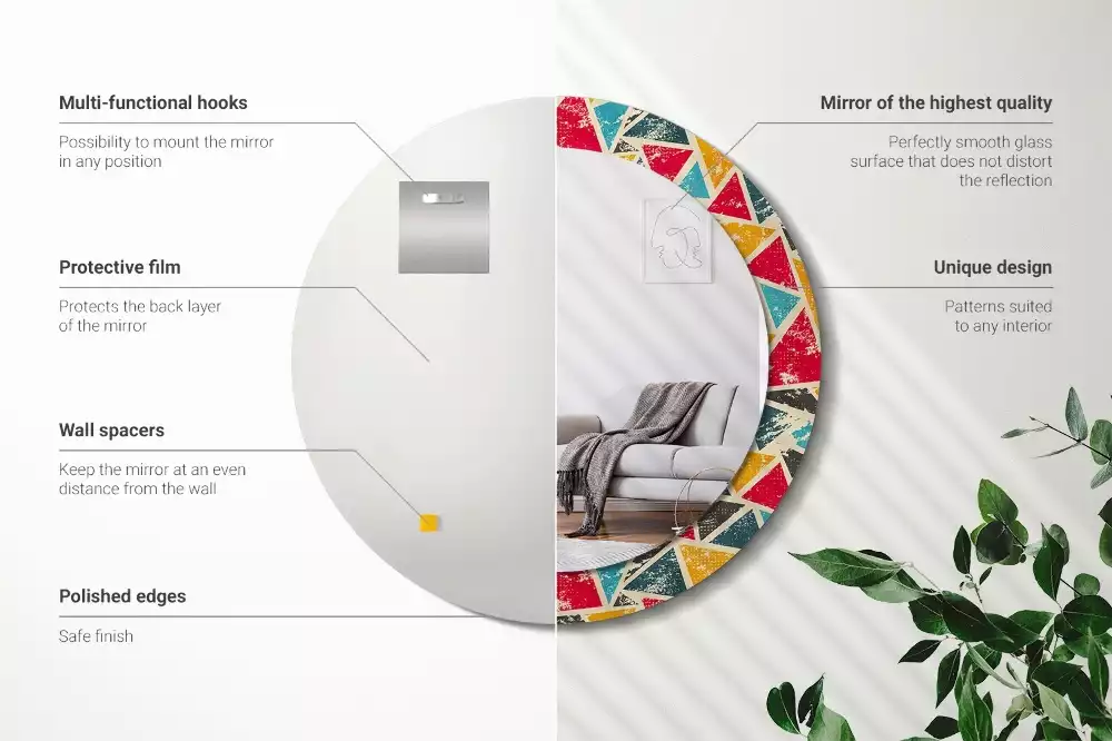 Kulaté zrcadlo s potiskem Retro kompozice