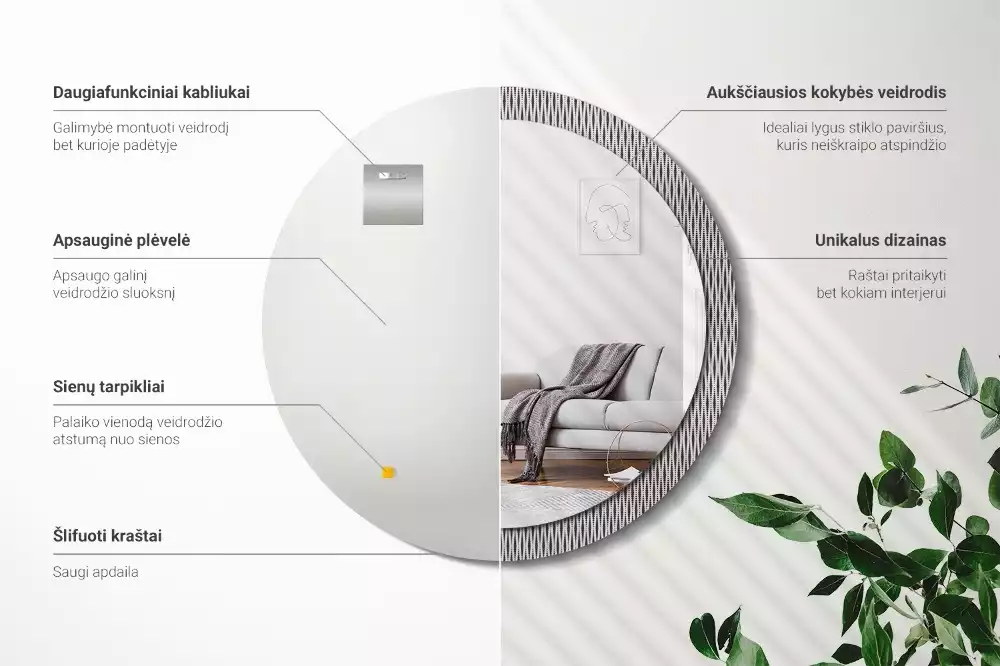 Kulaté zrcadlo s potiskem Geometrický tečkovaný vzor