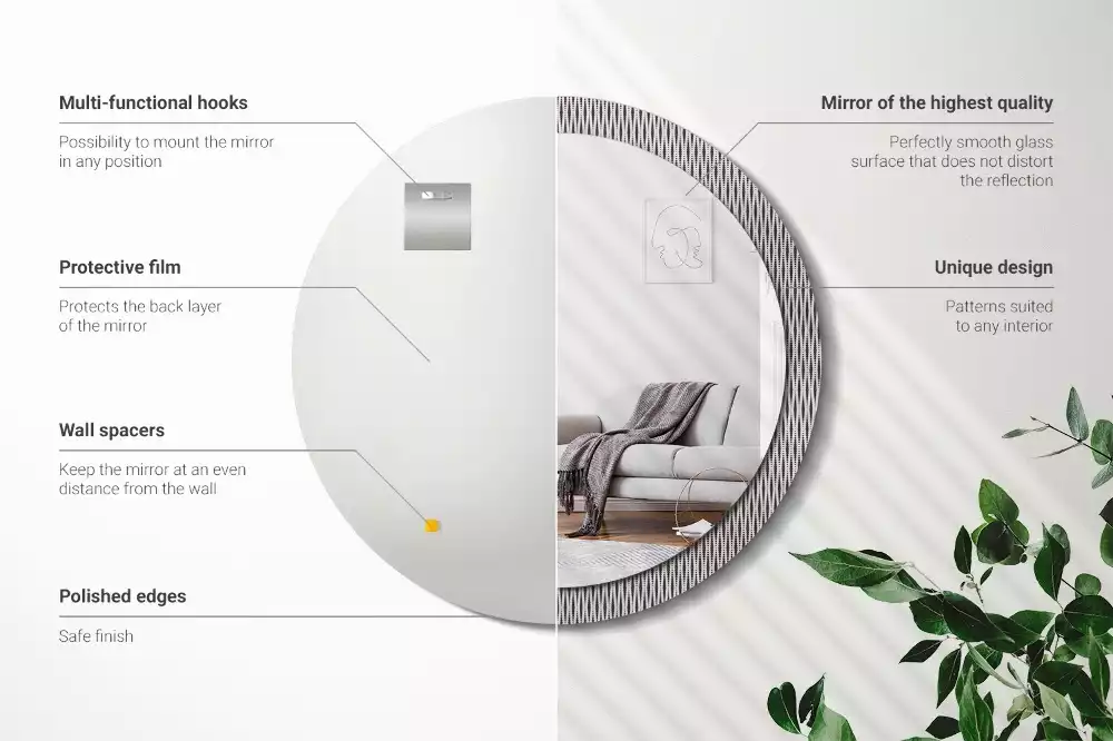 Kulaté zrcadlo s potiskem Geometrický tečkovaný vzor