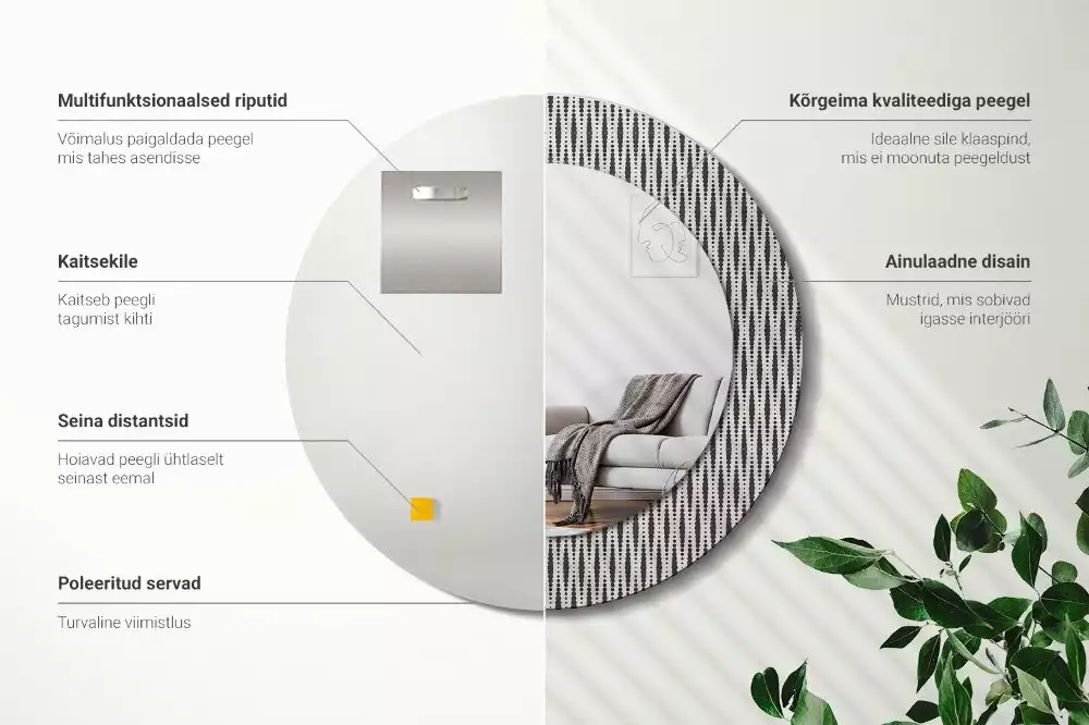 Kulaté zrcadlo s potiskem Geometrický tečkovaný vzor