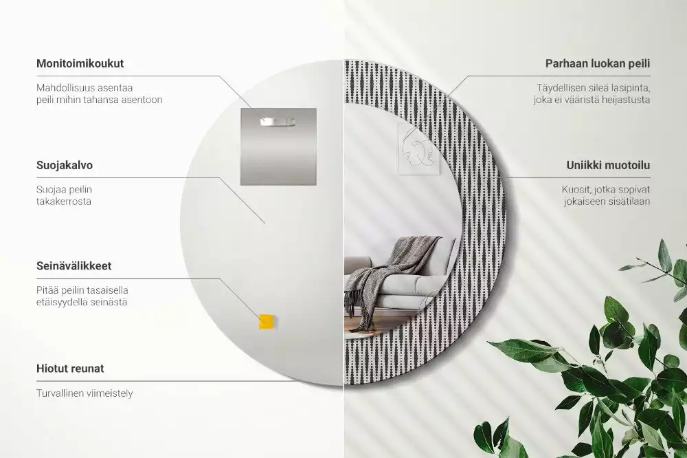 Kulaté zrcadlo s potiskem Geometrický tečkovaný vzor