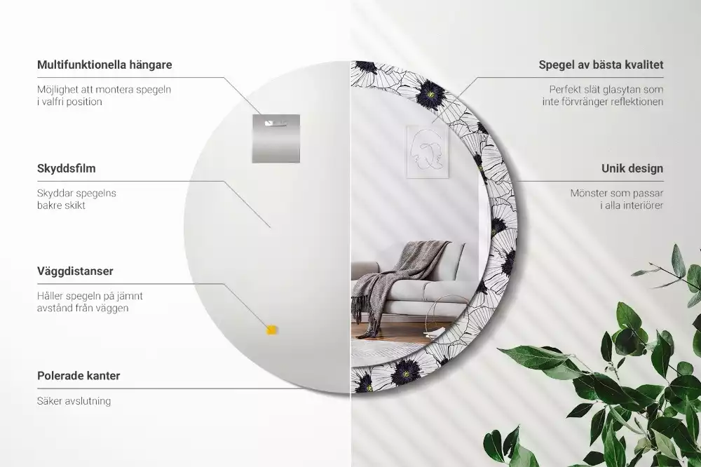 Kulaté zrcadlo s potiskem Květinové aranžmá