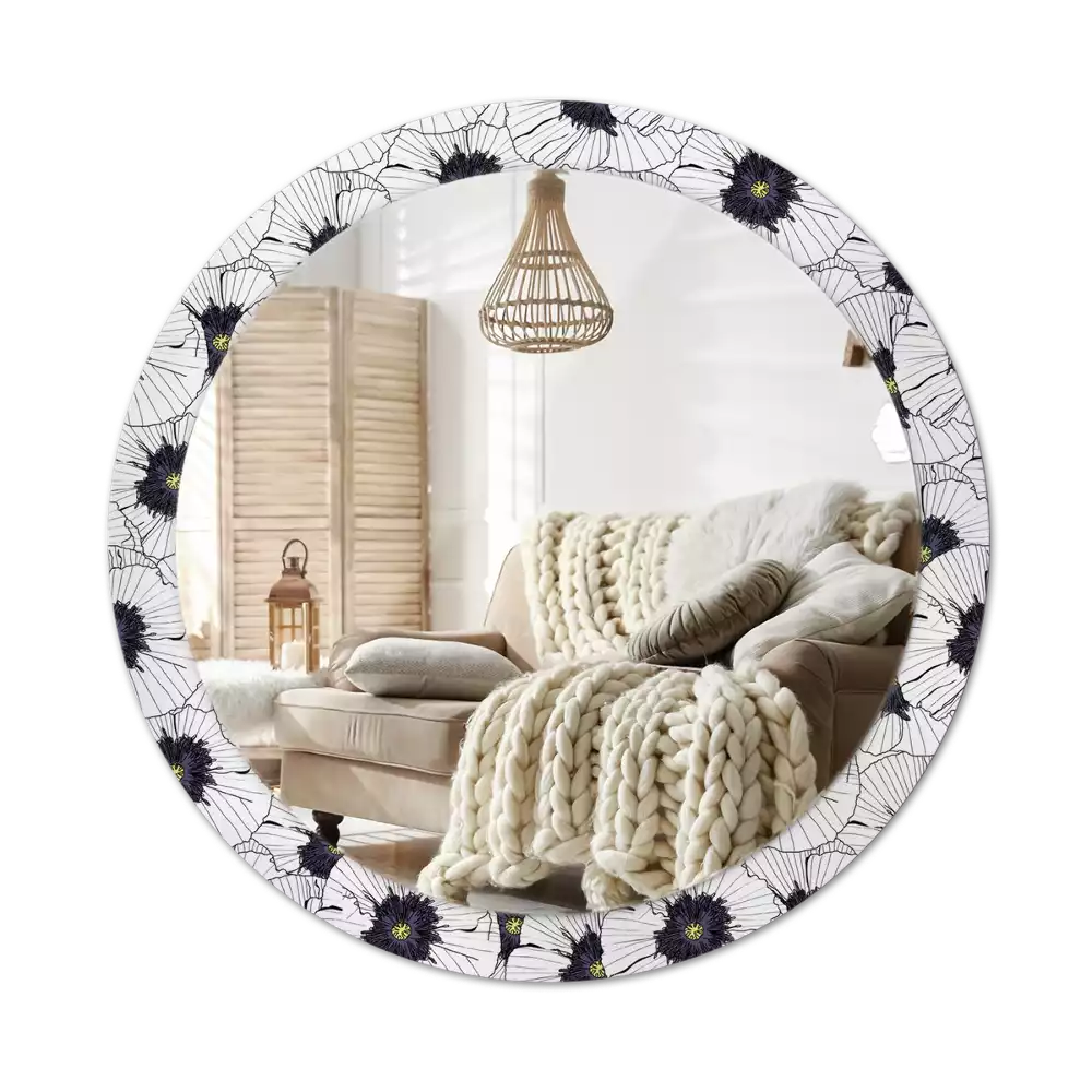 Kulaté zrcadlo s potiskem Květinové aranžmá