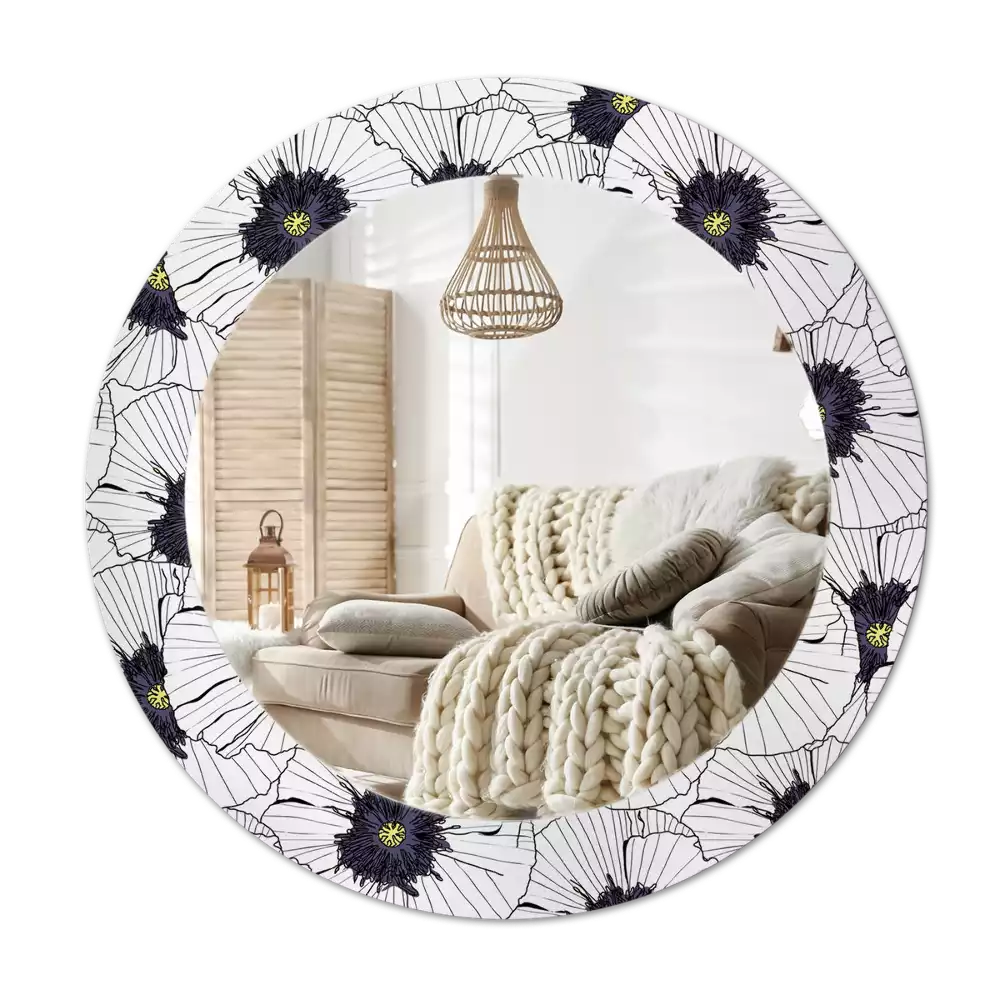 Kulaté zrcadlo s potiskem Květinové aranžmá