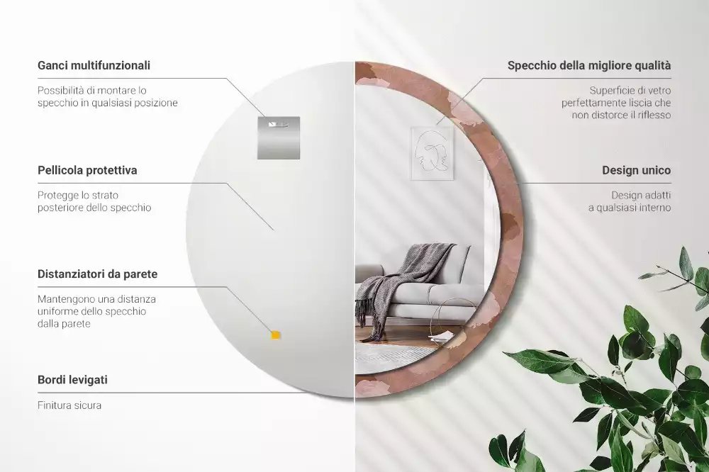 Kulaté zrcadlo s potiskem Složení růže