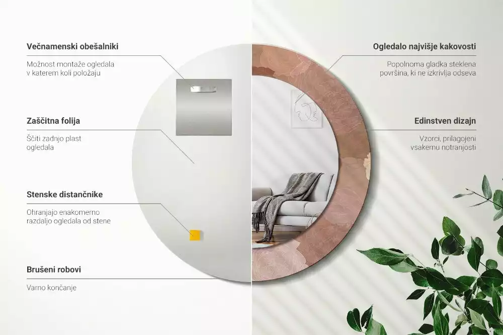 Kulaté zrcadlo s potiskem Složení růže