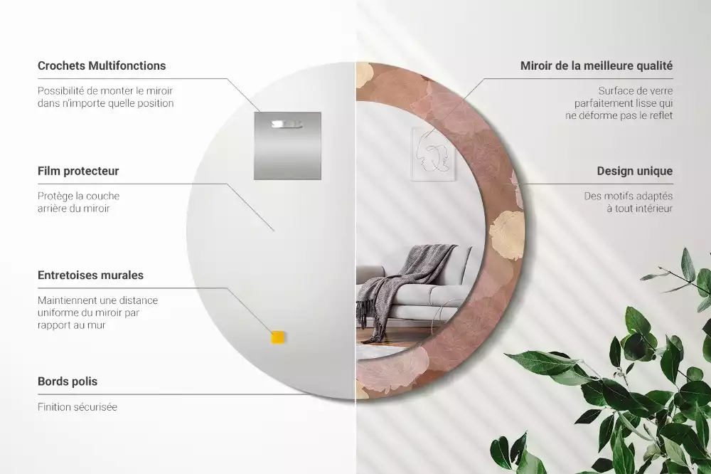 Kulaté zrcadlo s potiskem Složení růže