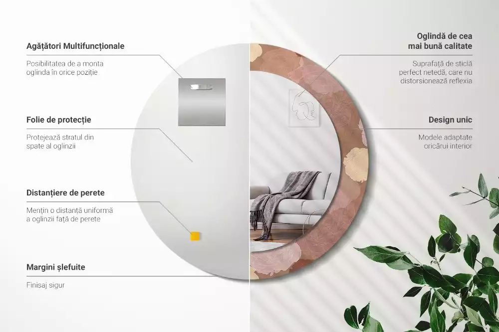 Kulaté zrcadlo s potiskem Složení růže