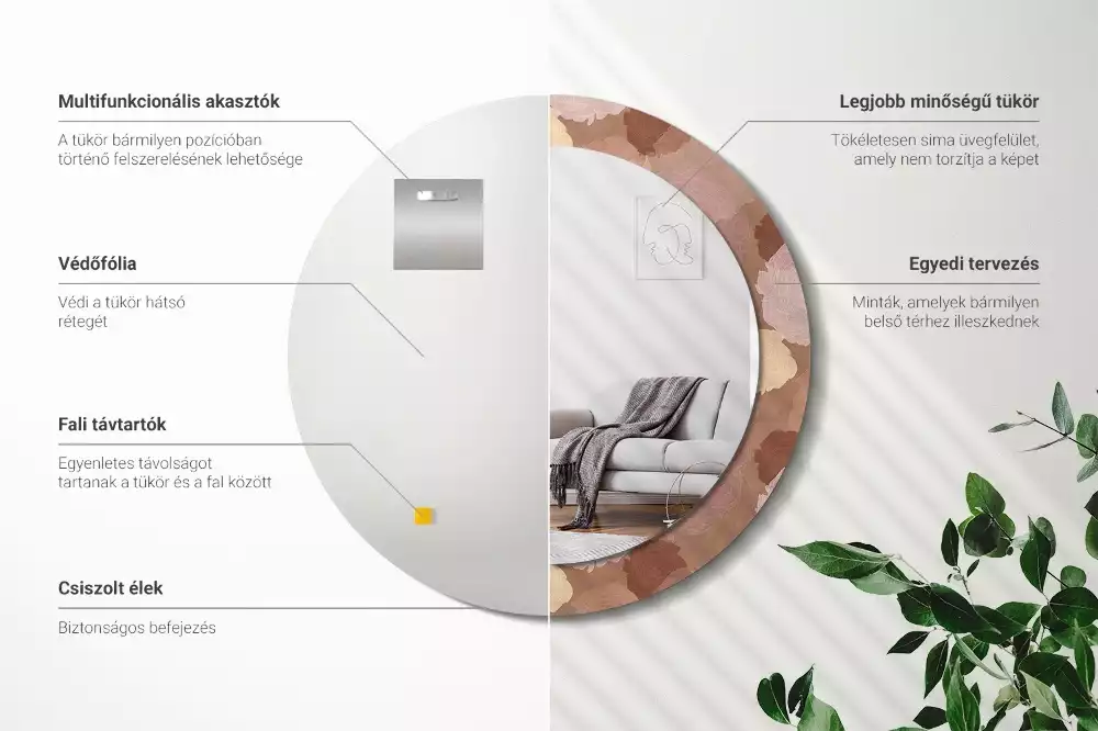 Kulaté zrcadlo s potiskem Složení růže