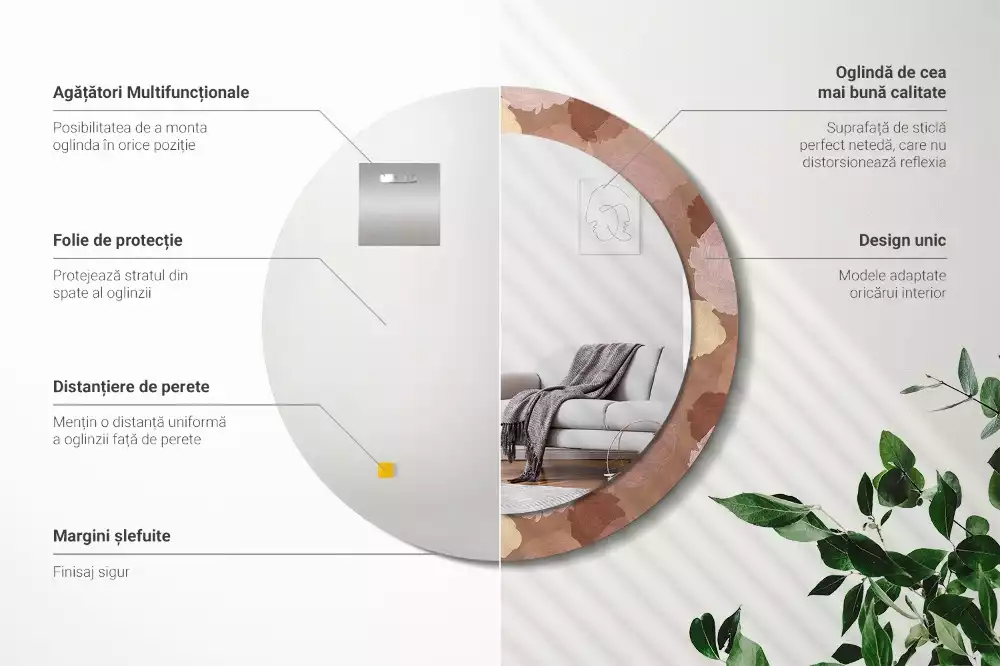 Kulaté zrcadlo s potiskem Složení růže