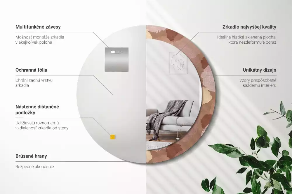 Kulaté zrcadlo s potiskem Složení růže