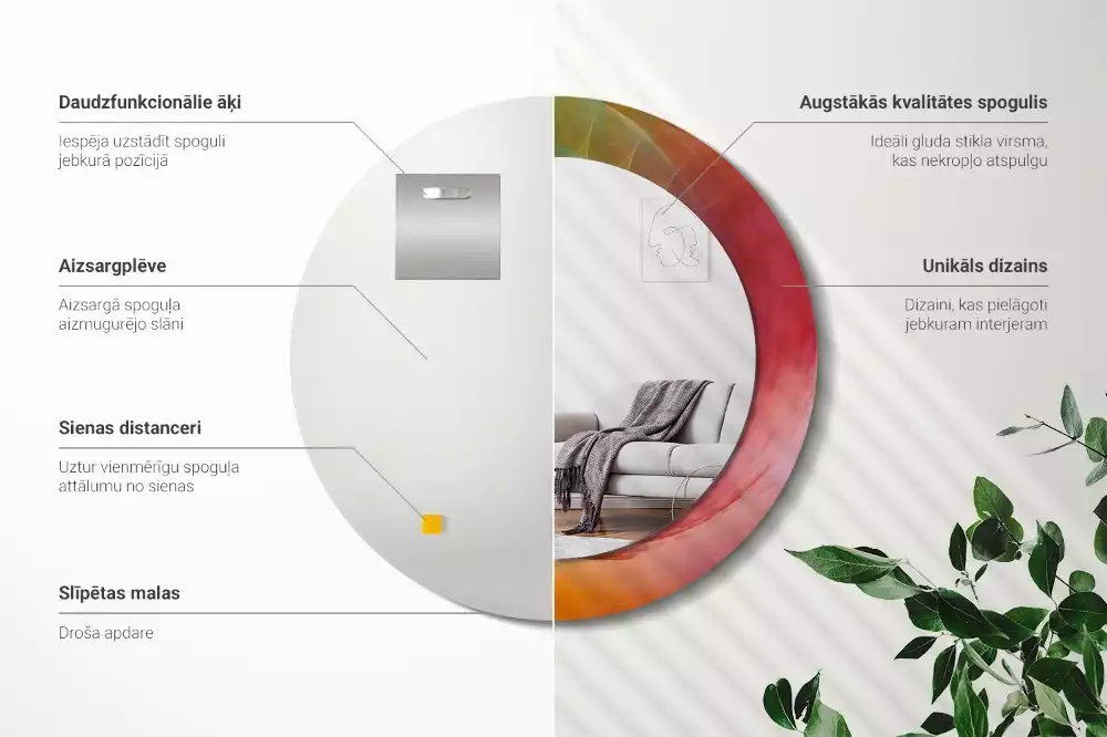 Kulaté zrcadlo s potiskem Barevná paleta