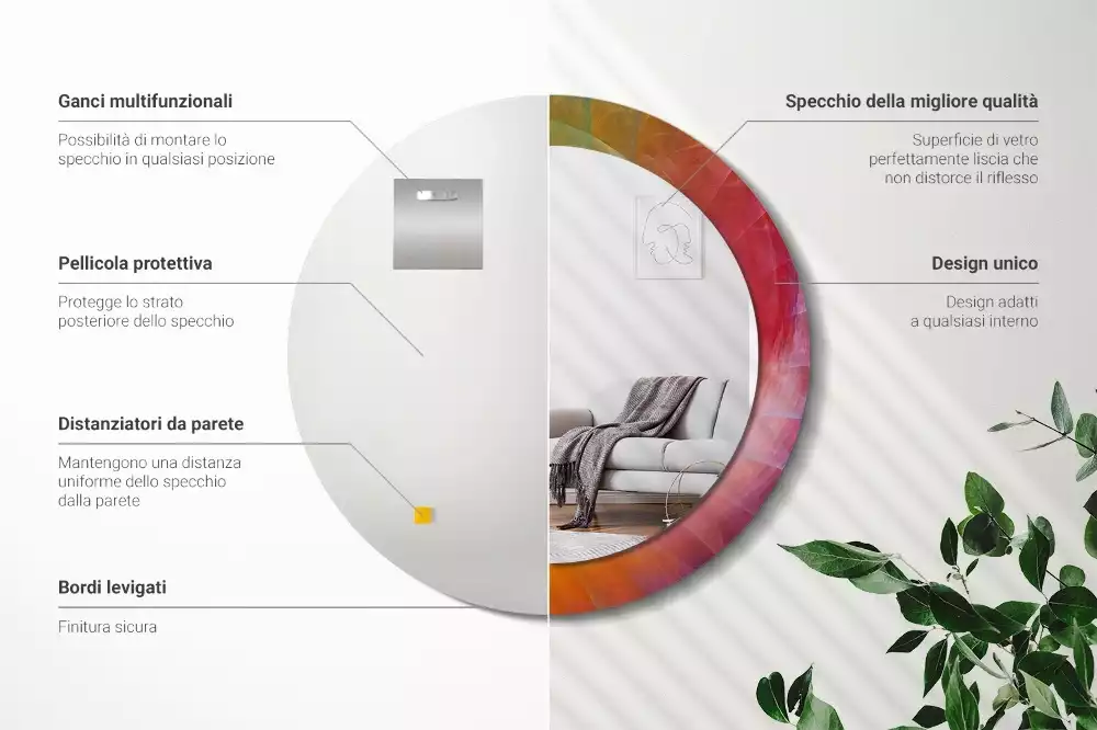 Kulaté zrcadlo s potiskem Barevná paleta