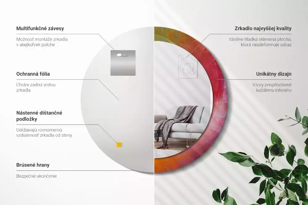 Kulaté zrcadlo s potiskem Barevná paleta