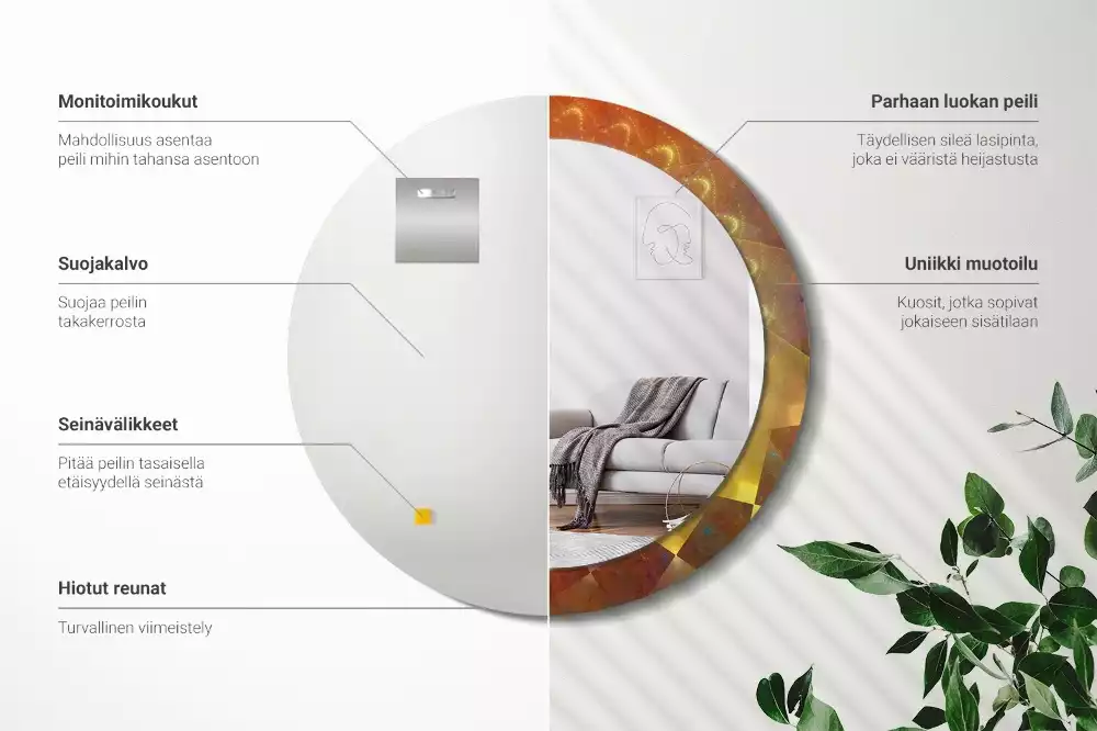 Kulaté zrcadlo s potiskem Spirálová abstrakce