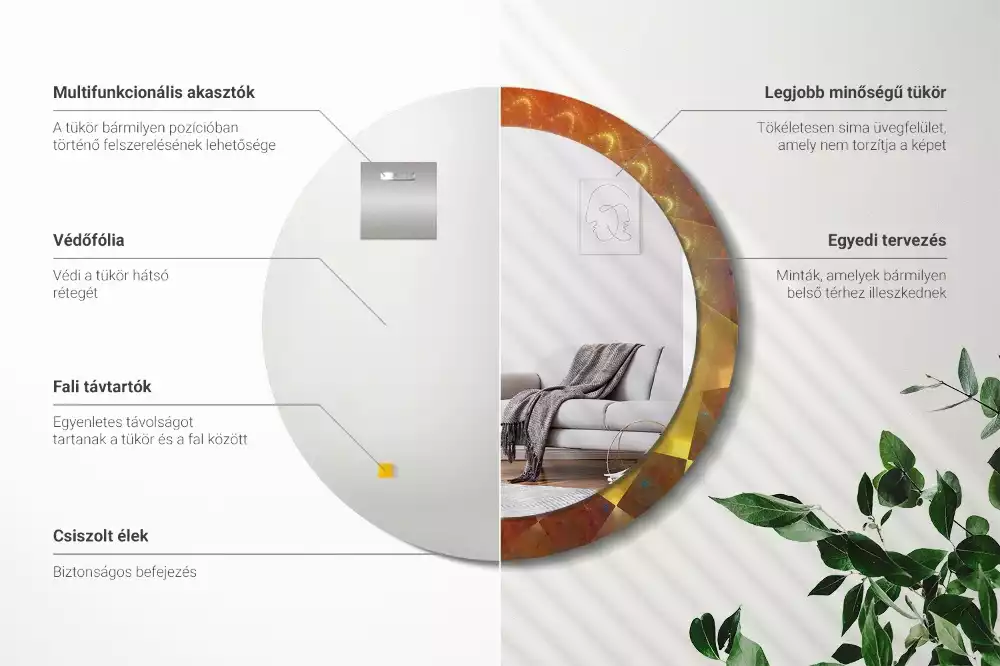 Kulaté zrcadlo s potiskem Spirálová abstrakce