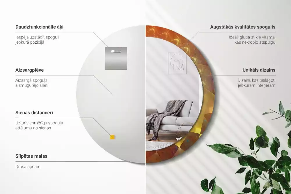 Kulaté zrcadlo s potiskem Spirálová abstrakce