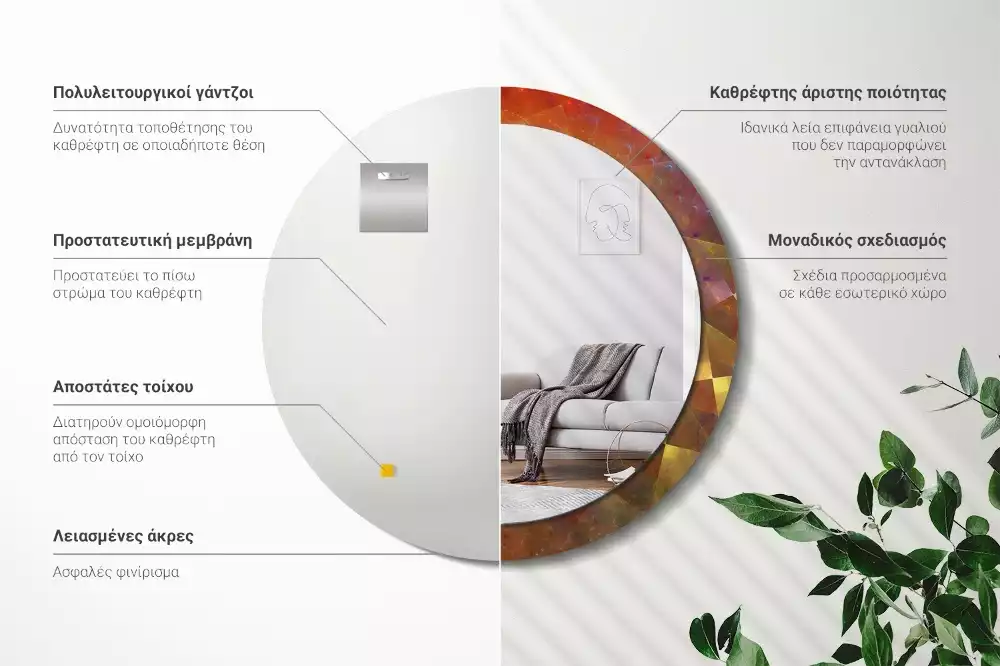 Kulaté zrcadlo s potiskem Spirálová abstrakce
